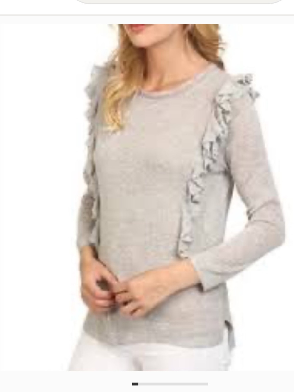 Rebecca Taylor Gray Ruffle Sweater Open Knit Pullover Size Small